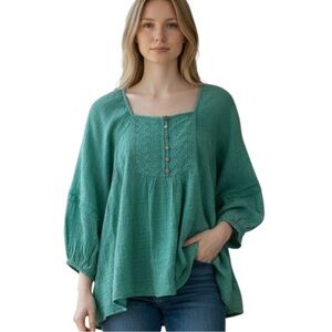 Easel Large Green Baby Doll Top